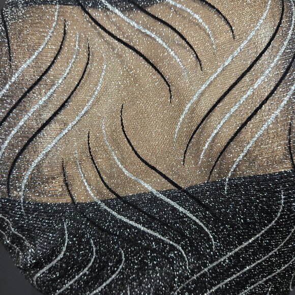 Y2K Black Silver Glitter Maxi Dress Size S Prom Party Sleeveless Stretch Mermaid - Picture 3 of 8